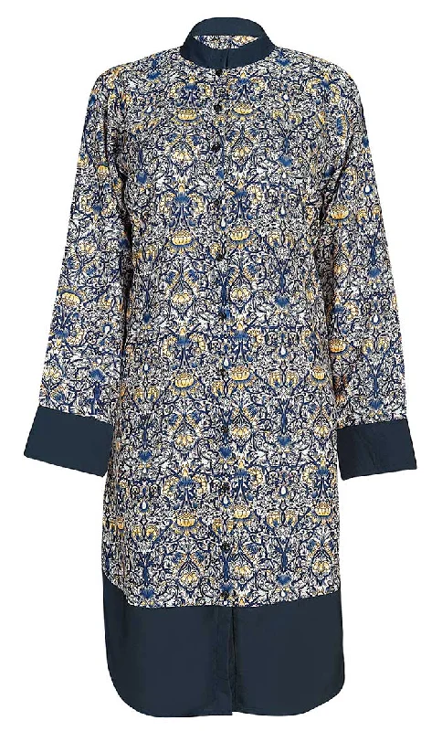 Women's Basic Navy Lotus Printed Tunic